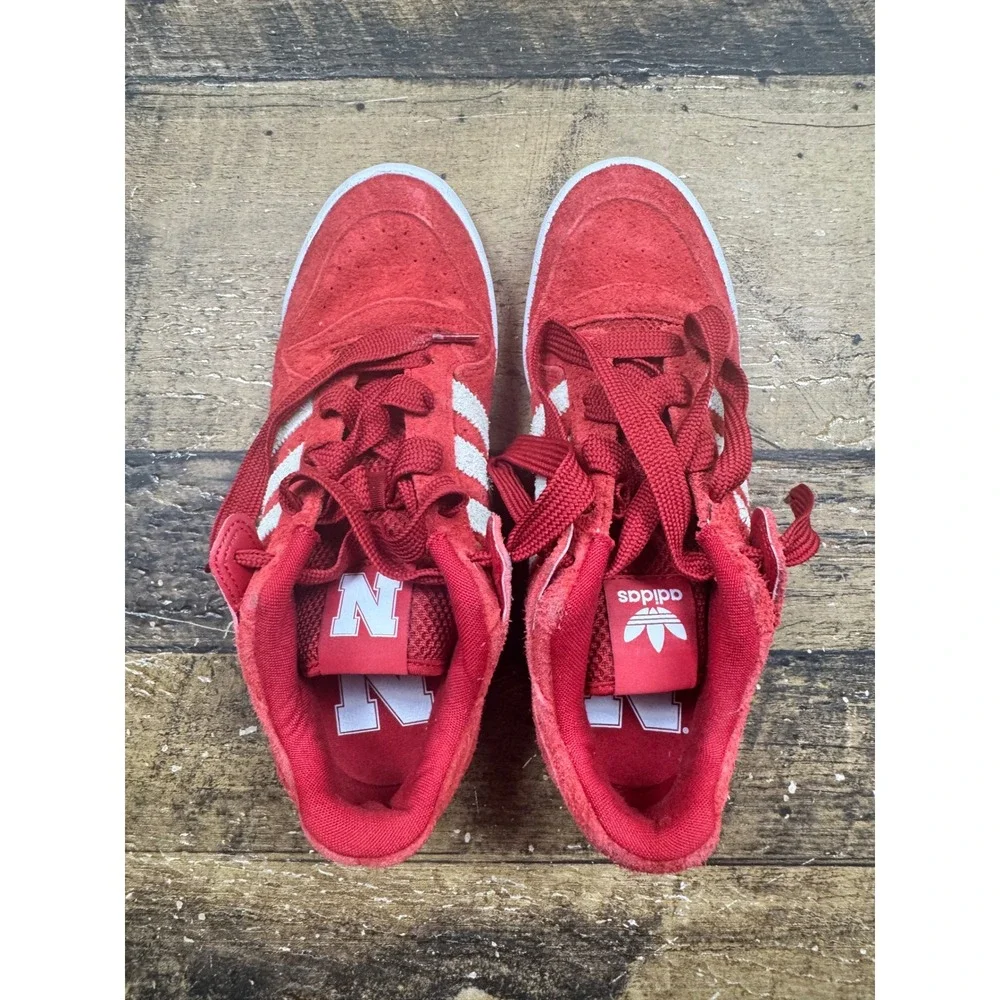 Adidas Forum Low Nebraska Huskers Red White Suede Sneakers HQ7487 Mens 10.5